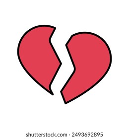 broken heart icon with white background vector stock illustration