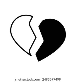 broken heart icon with white background vector stock illustration