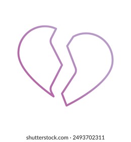 broken heart icon with white background vector stock illustration