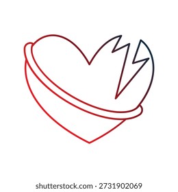 Icono de corazón roto con fondo blanco Vector Ilustración de stock