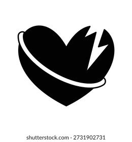 Icono de corazón roto con fondo blanco Vector Ilustración de stock