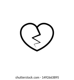 broken heart icon.Broken heart isolated on white