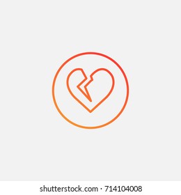 Broken heart icon.gradient illustration isolated vector sign symbol