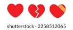 Broken heart icon,Heart with medical patch and red heart vector icon