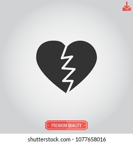 Broken heart icon,relationship vector,separation sign isolated on grey background,simple illustration for graphic design, web and mobile platforms.