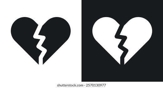 Broken heart icons in flat syle