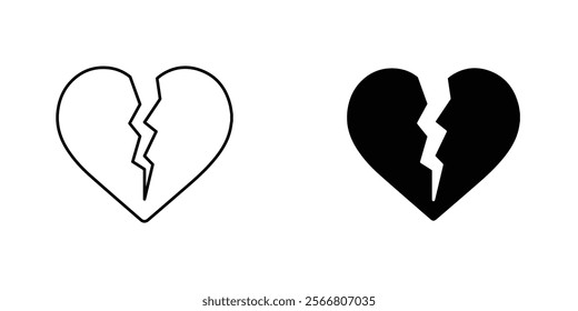 Broken heart icons pack for apps and web UI designs