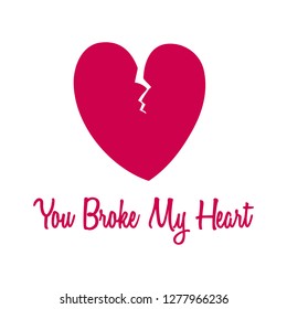 Broken Heart Icons Sad Caption You Stock Vector (Royalty Free ...