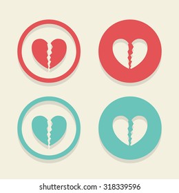 Broken Heart icons set great for any use. Vector EPS10.