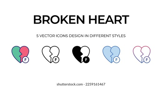 broken heart Icons Set vector Illustration.