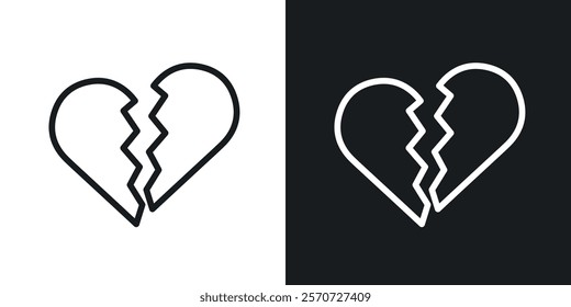 Broken heart icons set vectors on white background.