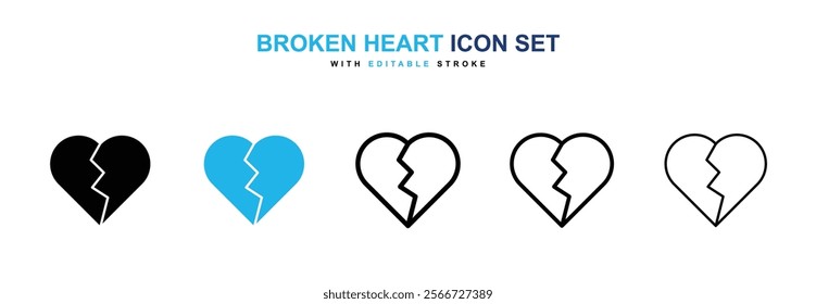 Broken heart icons vector collection pack.