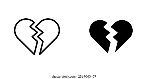 Broken heart icons vector graphic pack