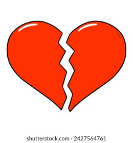 broken heart illustration hand drawn colored vector	