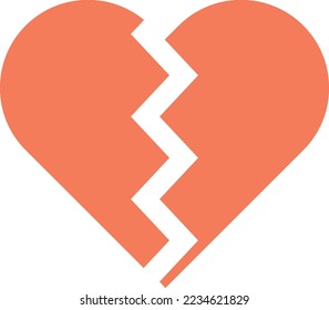 broken heart illustration in minimal style isolated on background