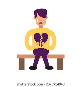 broken heart illustration on white background