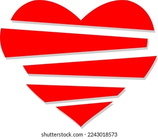 Broken heart illustration with shadow. Broken heart vector. 