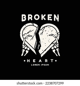 broken heart illustration. suitable for branding, t-shirts, etc