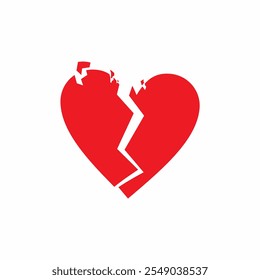 Broken heart illustration vector design, breakup heart emoji red