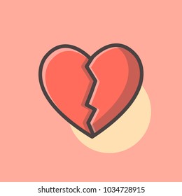 Broken Heart Illustration Vector. Love symbol. Valentine's Day sign, emblem isolated, Flat style for icon, graphic,web design, and logo.