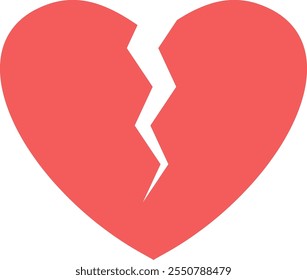 Broken Heart, isolated flat illustration in transparent background