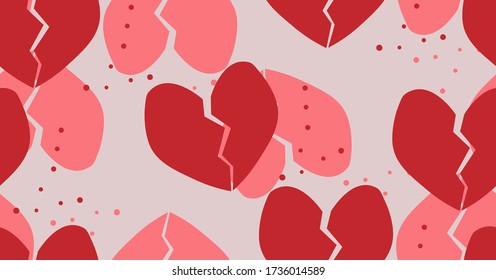 broken heart isolated on a light background.seamless pattern.vector illustration.