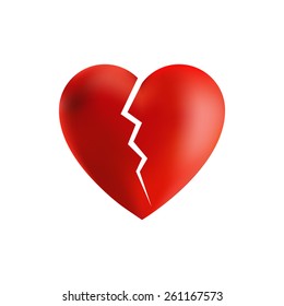 Broken heart isolated on white vector illustration
