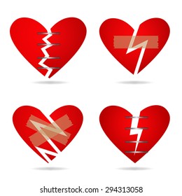 Broken heart isolated on white