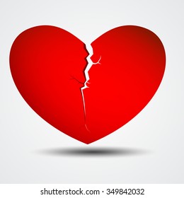 Broken heart isolated on white, vector