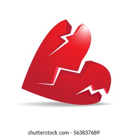 broken heart isolated on white background