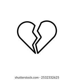 Broken Heart isolated simple line icon.