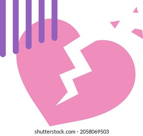 Broken heart isolated vector illustration.