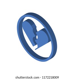 Broken heart isometric left top view 3D icon