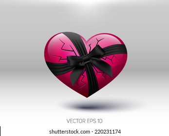 broken heart knotted black bow