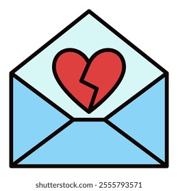 Broken Heart and Letter vector Unrequited Love concept colored icon or logo element