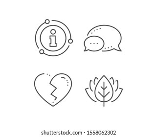 Broken heart line icon. Chat bubble, info sign elements. Love crush sign. Divorce symbol. Linear broken heart outline icon. Information bubble. Vector