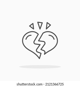 Broken heart line icon. Editable stroke and pixel perfect. Can be used for digital product, presentation, print design and more.