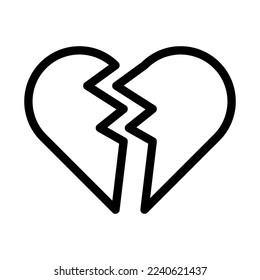 broken heart line icon illustration vector graphic