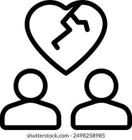 broken heart line icon illustration vector