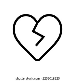 Broken heart line icon isolated on white background. Black flat thin icon on modern outline style. Linear symbol and editable stroke. Simple and pixel perfect stroke vector illustration.