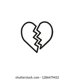 Broken heart line icon. Split, dating, separation. Romantic feeling concept. Can be used for topics like cheating, divorce, marriage