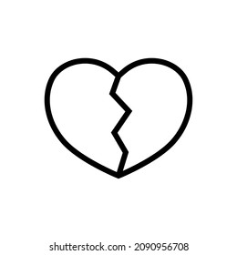 broken heart line icon vector isolated on white background