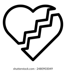 broken heart line icon vector illustration isolated on white background