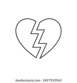 Broken heart line outline icon