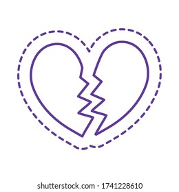 broken heart line style icon design, Cute patch expression emoticon and childhood theme Vector illustration