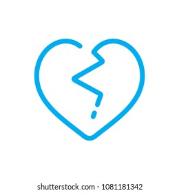Broken heart line vector icon. Symbol from set Icons for your interface. Isolated on white background