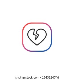 Broken Heart  - Line Vector Icon