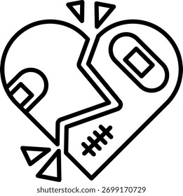 Broken heart Line vector Icon Design