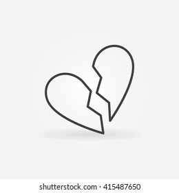 Broken heart linear icon - vector simple divorce symbol. Minimal end of love sign in thin line style