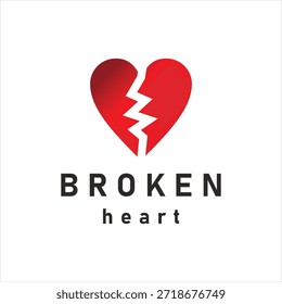 Elemento de diseño de logotipo de corazón roto Plantilla de Vector